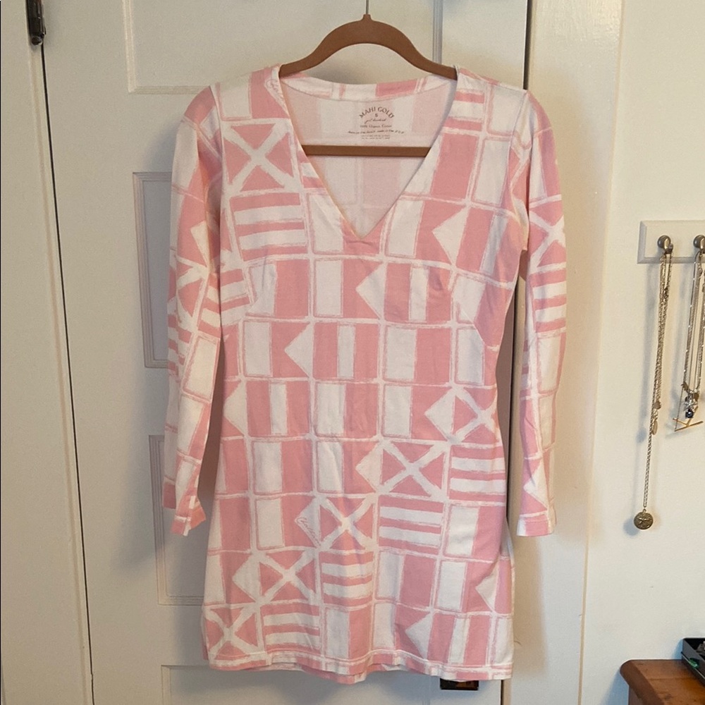 Mahi Gold Pink and White Dress